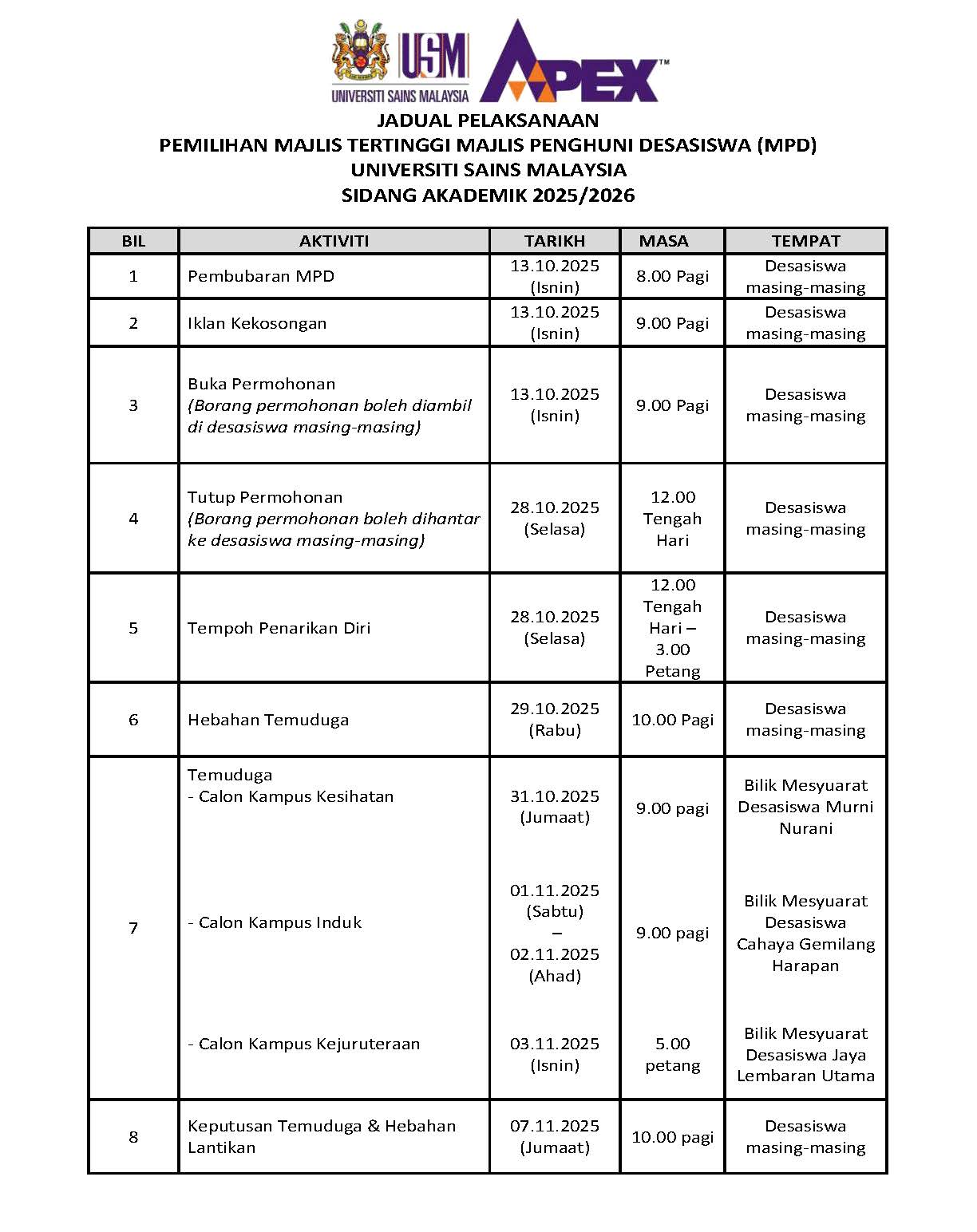 A JADUAL PELAKSANAAN PEMILIHAN JAWATANKUASA TERTINGGI MPD BM BI 221025 terbaru1 Page 1